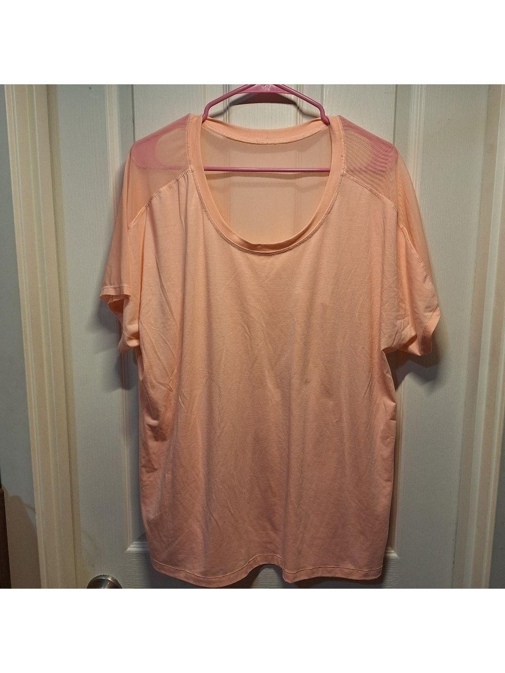 Peach Athletic T Shirt Mesh Back Women's 2X